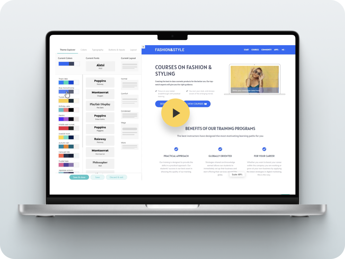 Choose out of multiple themes the one that works for your educational website. Choose out of multiple themes the one that works for your educational website.