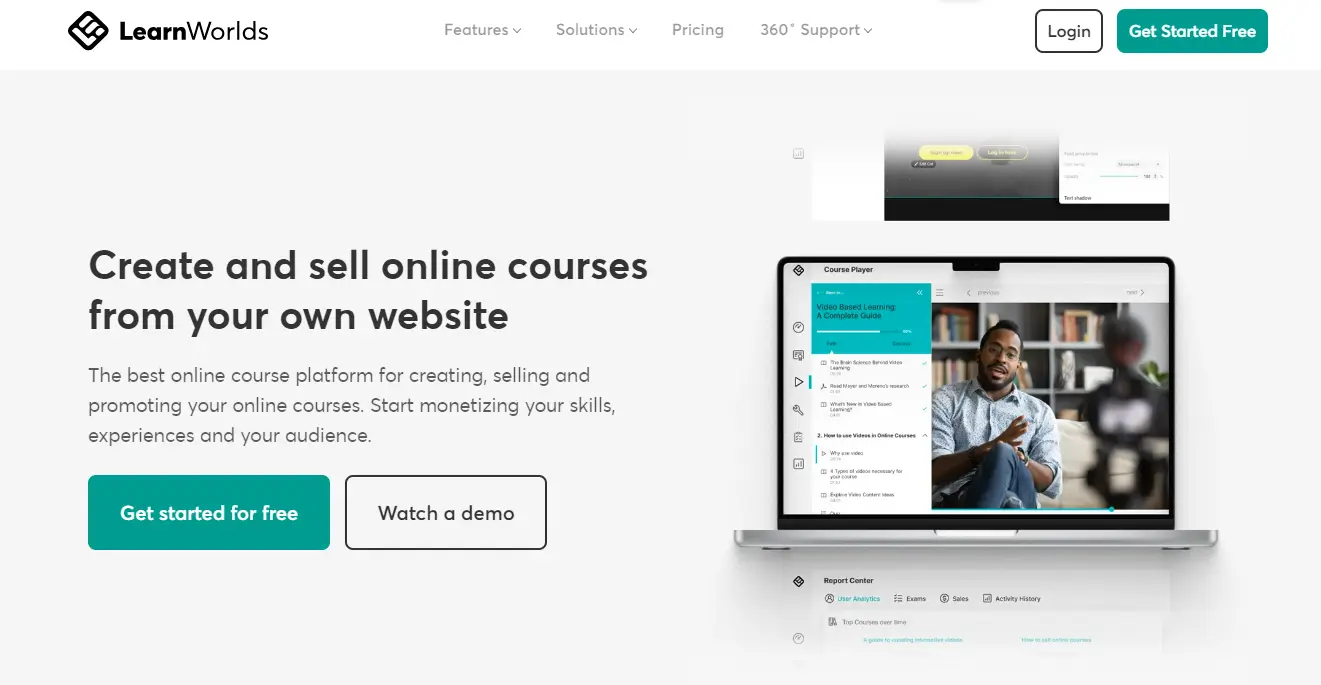A screenshot of LearnWorlds platform dashboard.